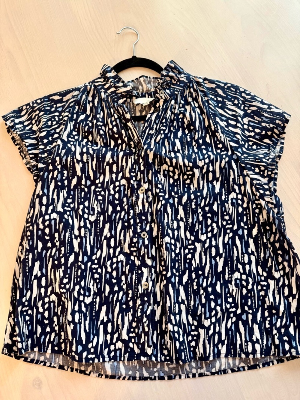 Pinch Navy and White Button-Front Blouse- large